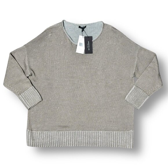 Lafayette 148 Jute Dove Cotton Silk Sweater Boxy Knit Academia Minimalist Sz L - Picture 7 of 13